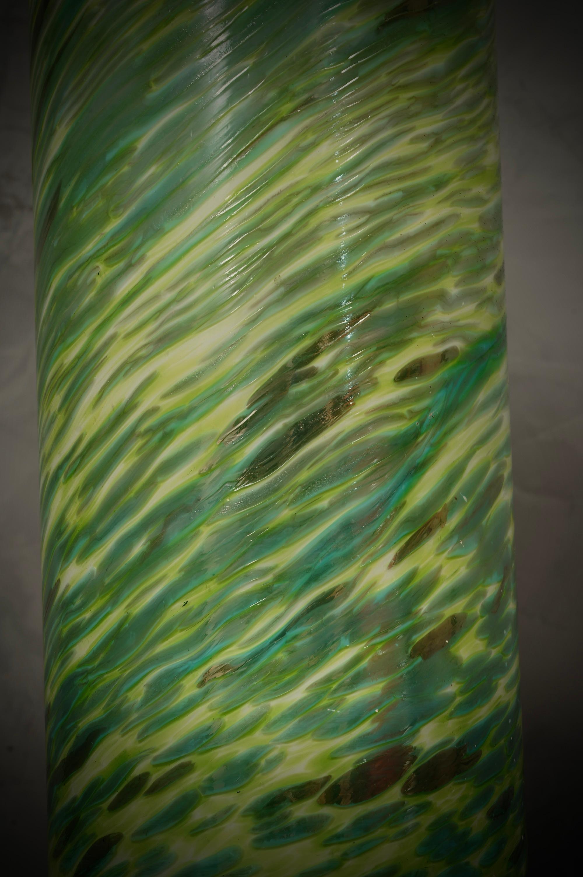 Lampe de bureau en verre de Murano à abat-jour vert et bleu, 1980 en vente 1