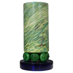 Murano Shades of Green and blu Glass Table Lamp, 1980