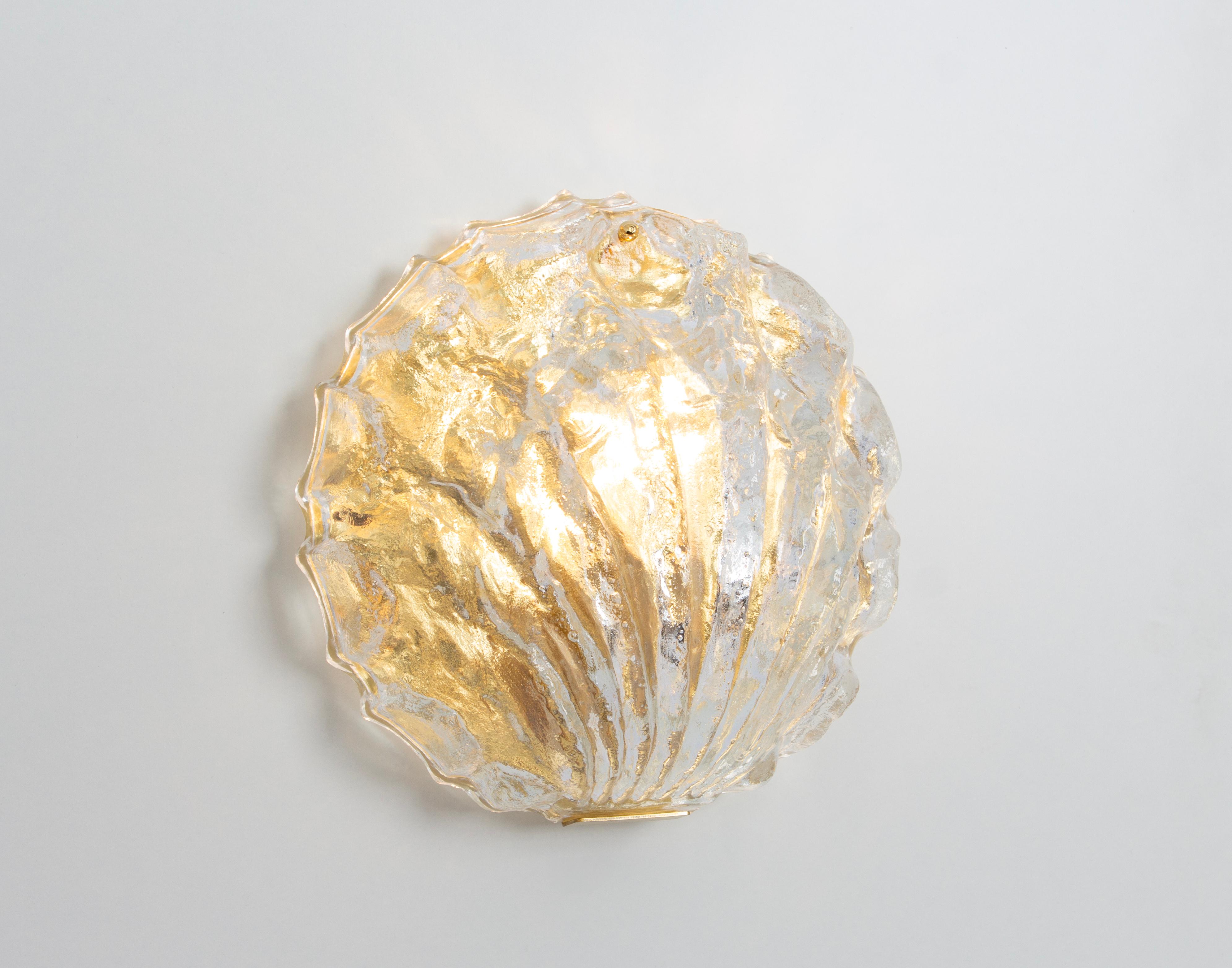 Murano Shell Glass Wall Light Sconce by Limburg, Germany, 1970s For Sale 4