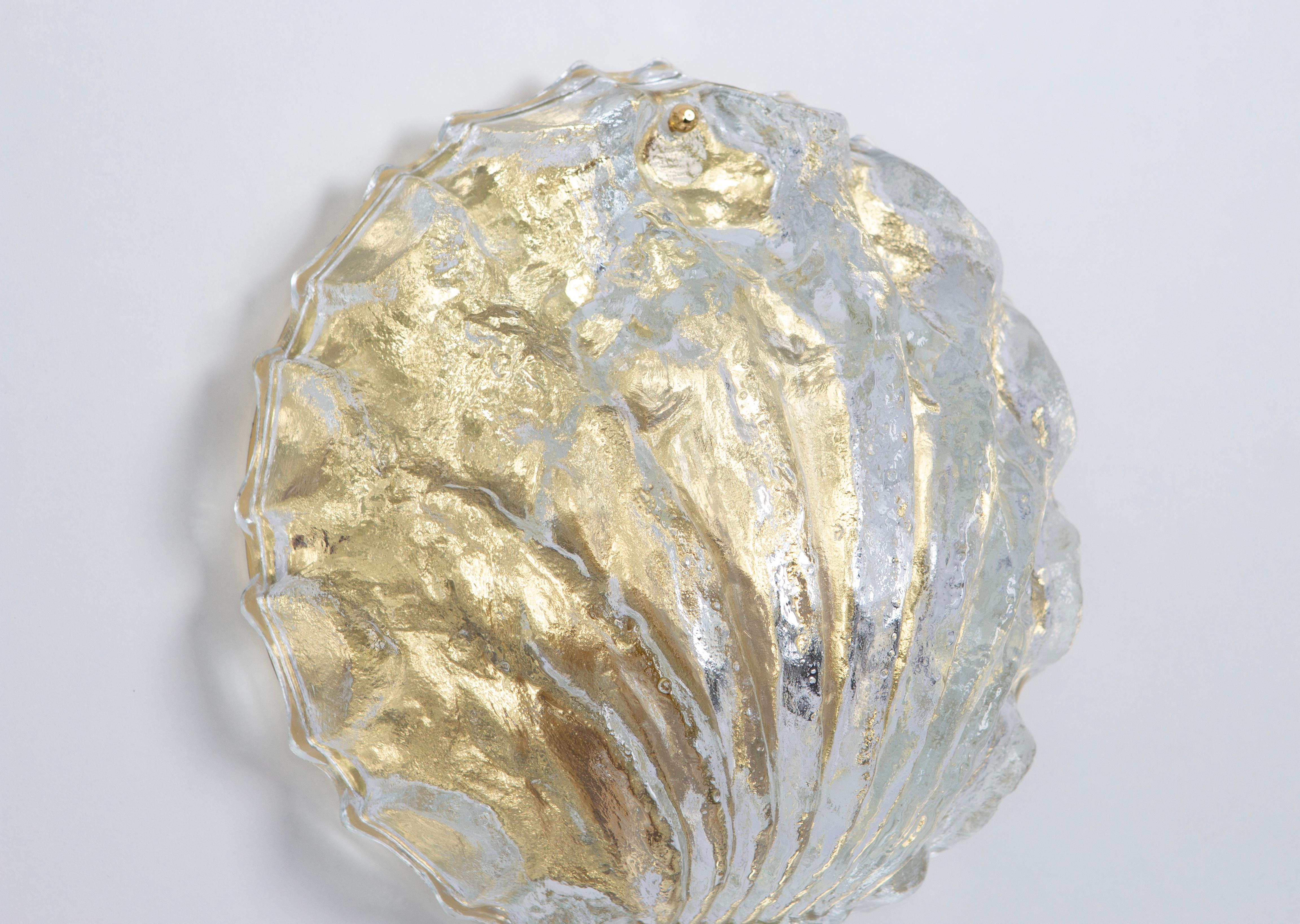 Murano Shell Glass Wall Light Sconce by Limburg, Germany, 1970s In Good Condition For Sale In Aachen, NRW