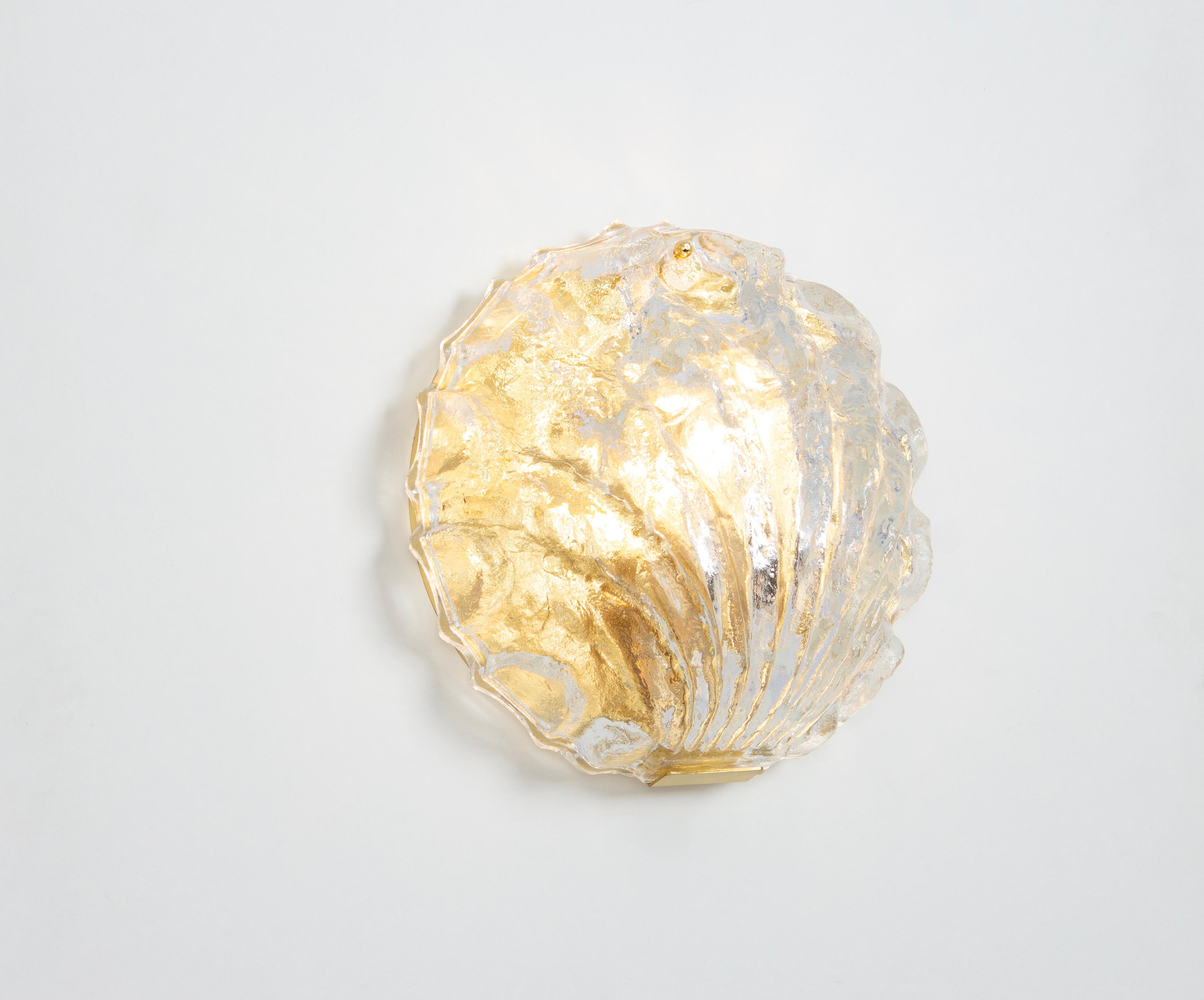 Late 20th Century Murano Shell Glass Wall Light Sconce by Limburg, Germany, 1970s For Sale