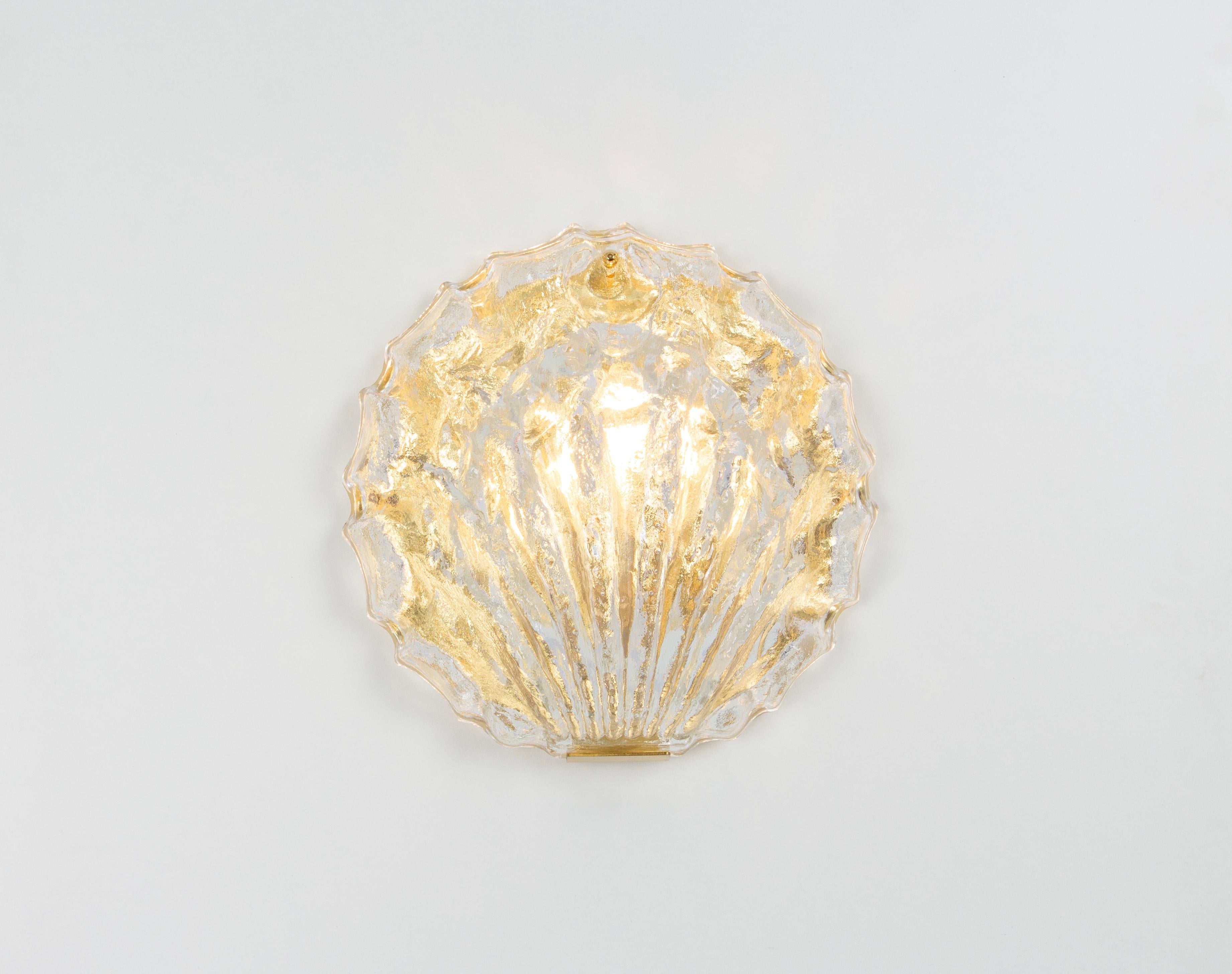Murano Glass Murano Shell Glass Wall Light Sconce by Limburg, Germany, 1970s For Sale