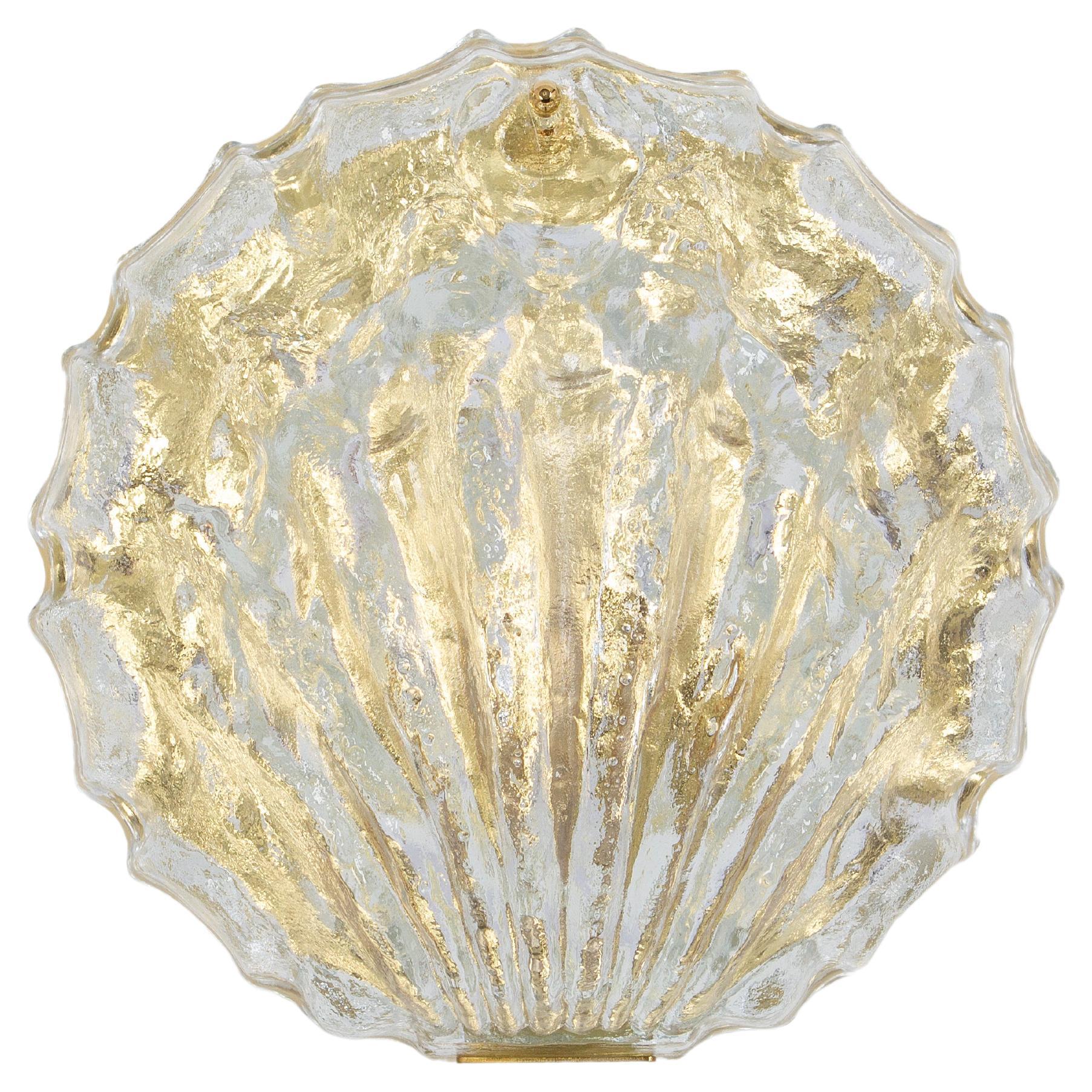 Murano Shell Glass Wall Light Sconce by Limburg, Germany, 1970s For Sale