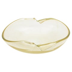 Murano Vintage Seguso Signed Gold Aventurine Glass Bowl Italian 