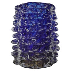 Murano Silvano Signoretto Round Blu Color Art Deco Italian Vase, 2000