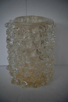 Murano Silvano Signoretto Round Gold Color Art Deco Italian Vase, 2000