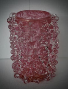 Murano Silvano Signoretto Round Pink Color Art Deco Italian Vase, 2000