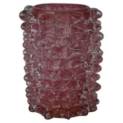 Murano Silvano Signoretto Round Pink Color Art Deco Italian Vase, 2000
