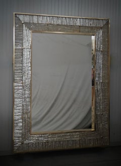 Murano Champagne Art Glass and Brass Art Deco Italian Console Wall Mirror, 2020