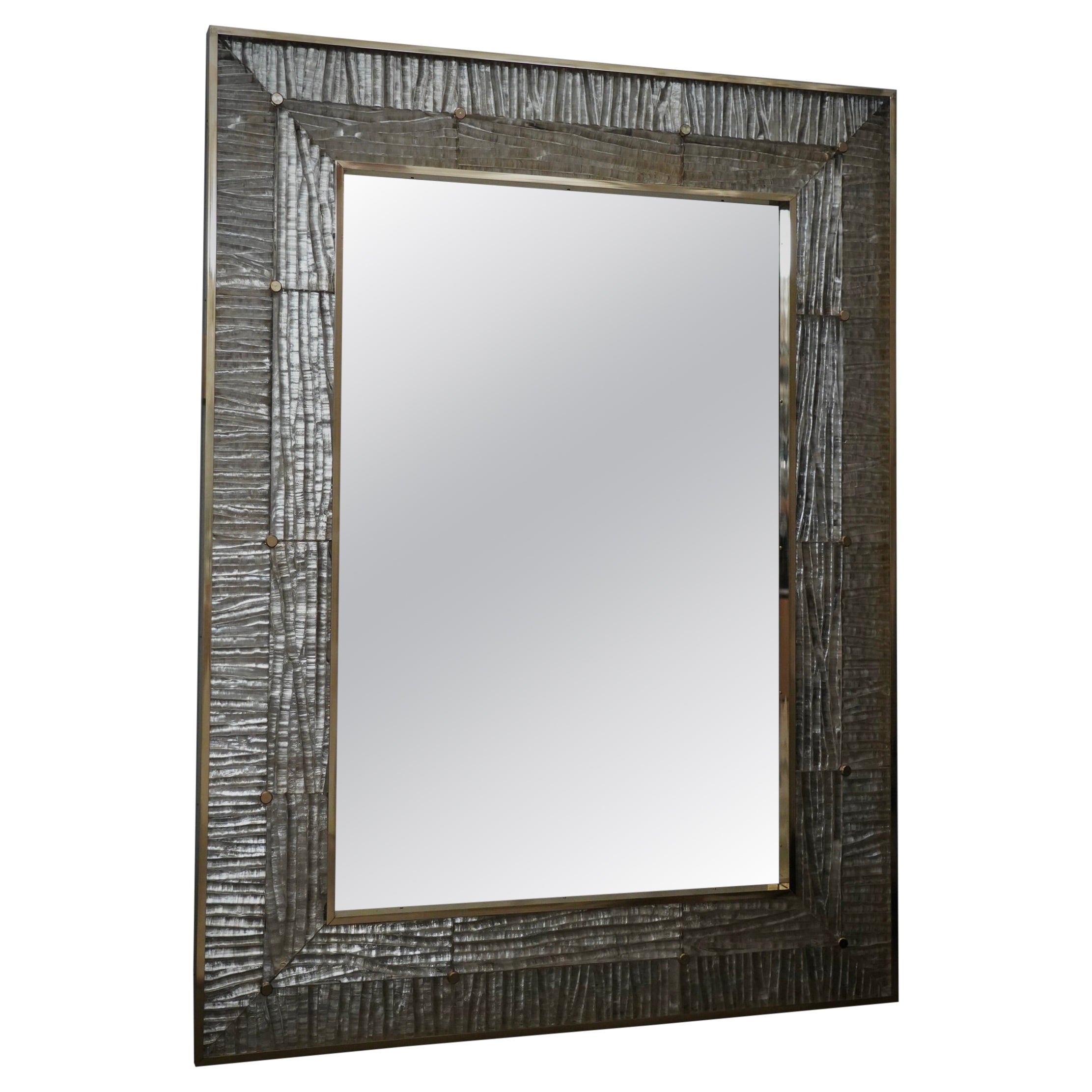 Specchio da parete in vetro artistico di Murano e ottone Art Deco Mirror, 2020