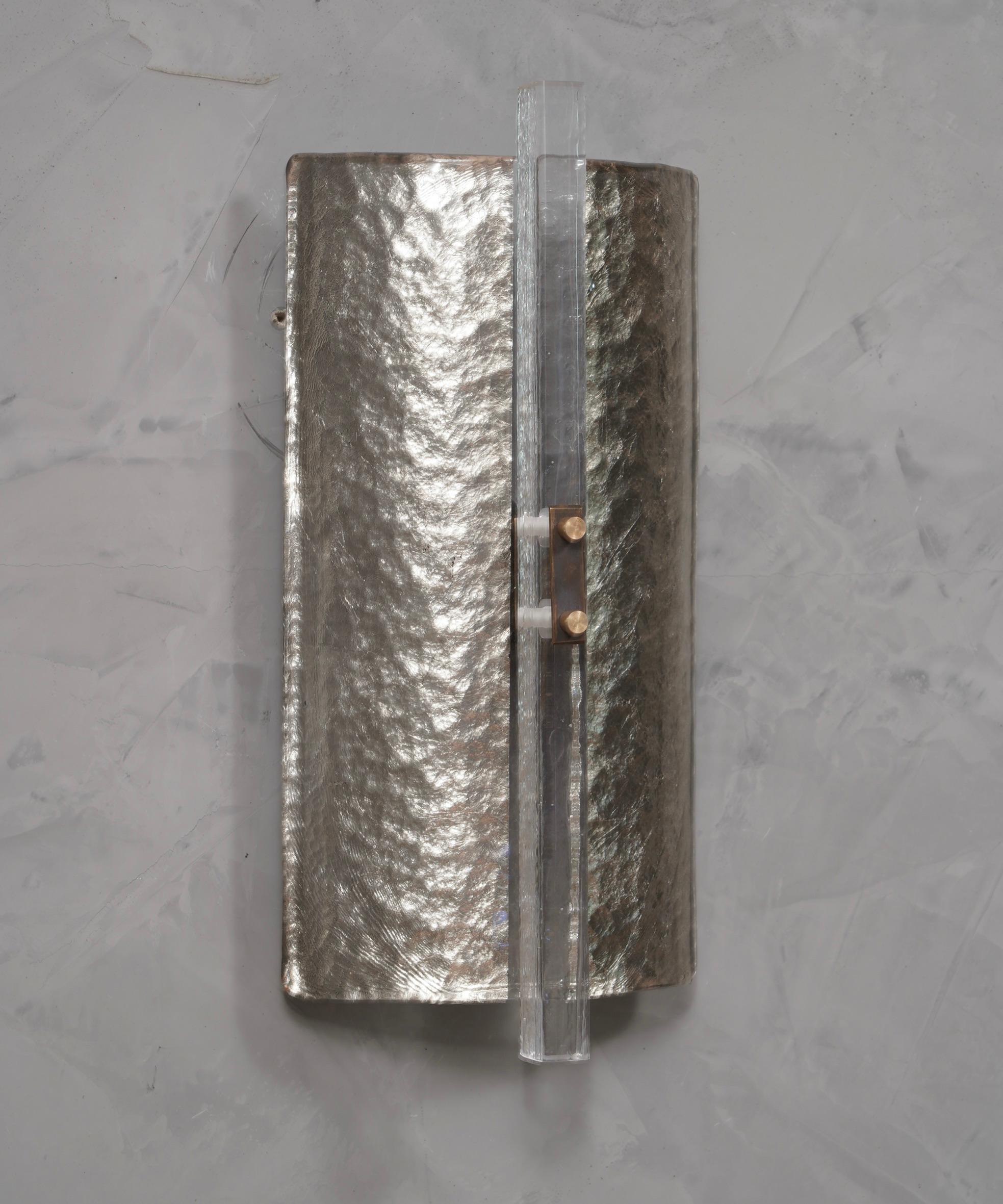 Murano Silver Art Glass Mid-Century Wall Light, 1990 In Good Condition For Sale In Rome, IT