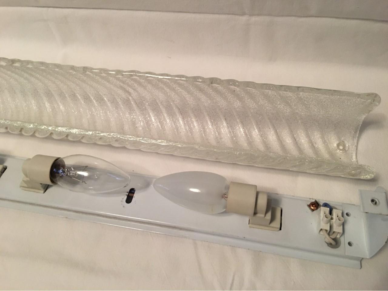 Murano Single Striped Ice Glass Vanity Sconce For Sale 4