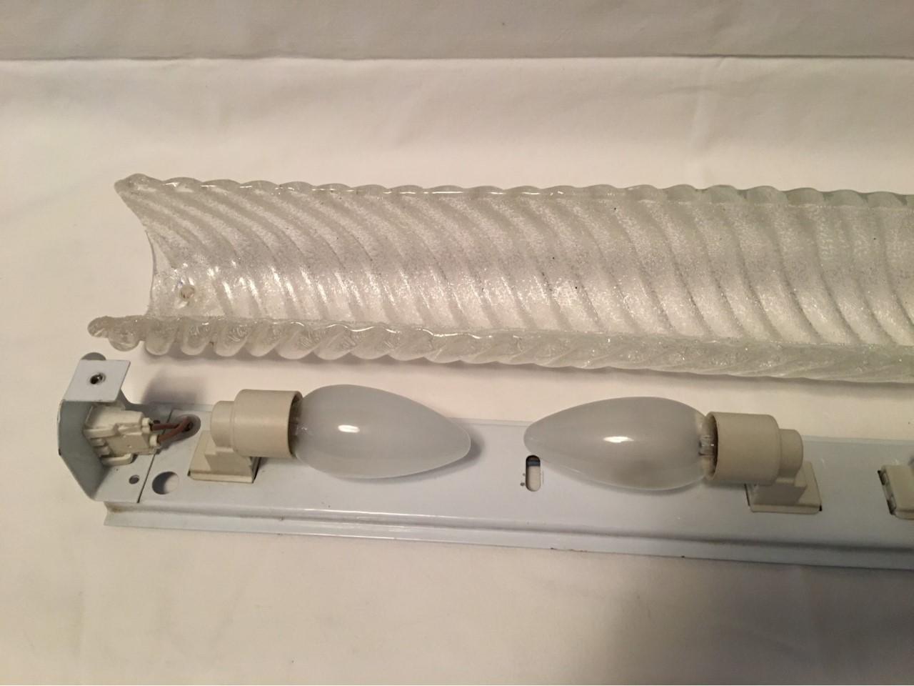 Murano Single Striped Ice Glass Vanity Sconce For Sale 5