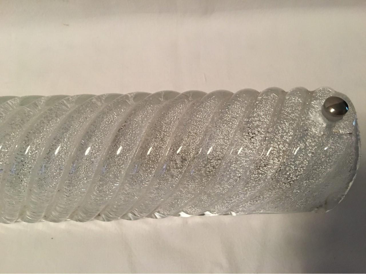 Murano Single Striped Ice Glass Vanity Sconce In Good Condition For Sale In Frisco, TX