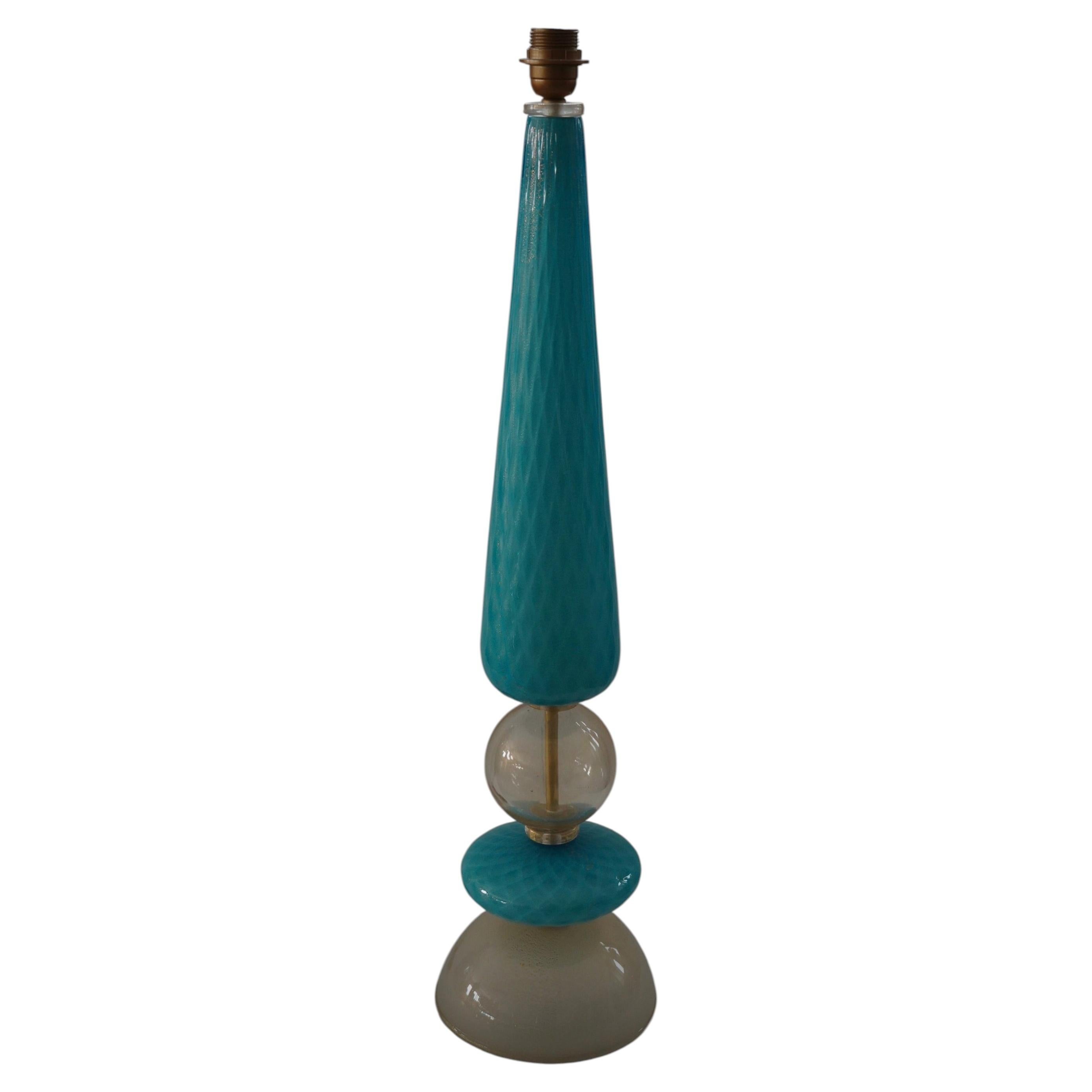Murano sky blue Color Blown Glass Art Deco Table Lamp, 2020