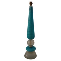 Murano sky blue Color Blown Glass Art Deco Table Lamp, 2020