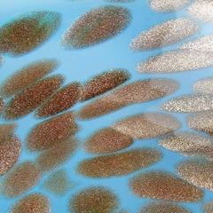 Murano Sky Blue Copper Aventurine Flecks Italian Art Glass Decorative Bowl Dish