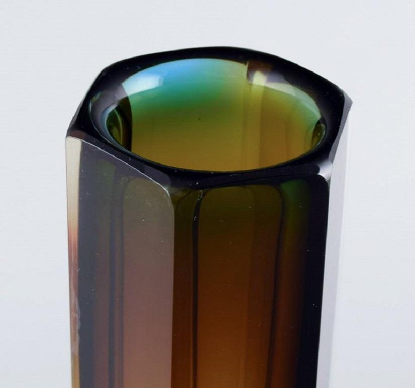 Mid-Century Modern Murano, Slim Vase in Smoky Mouth-Blown Art Glass, Italian Design, 1960s For Sale