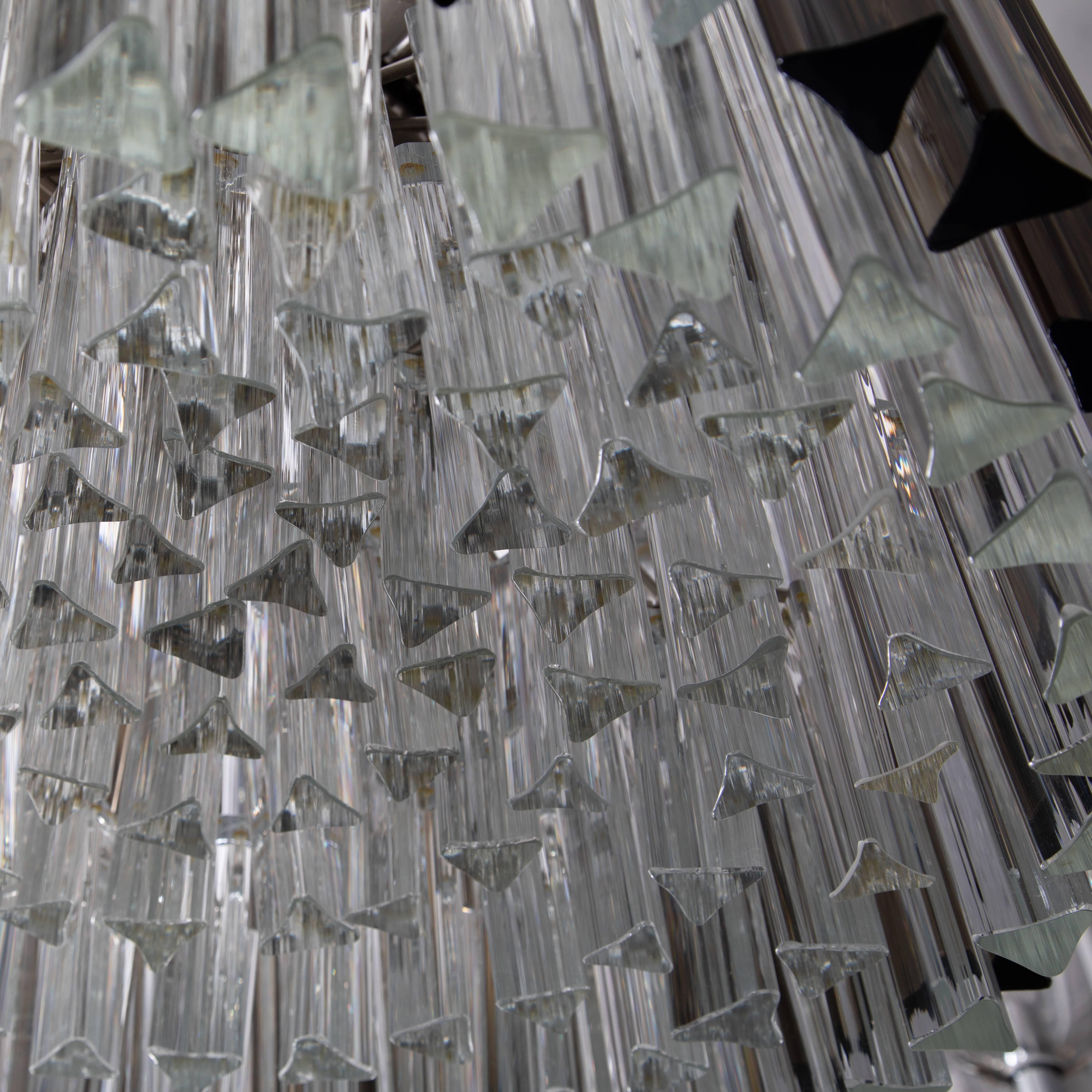 Crystal Murano Smoke and Clear Prism Chandelier, circa 1970s For Sale