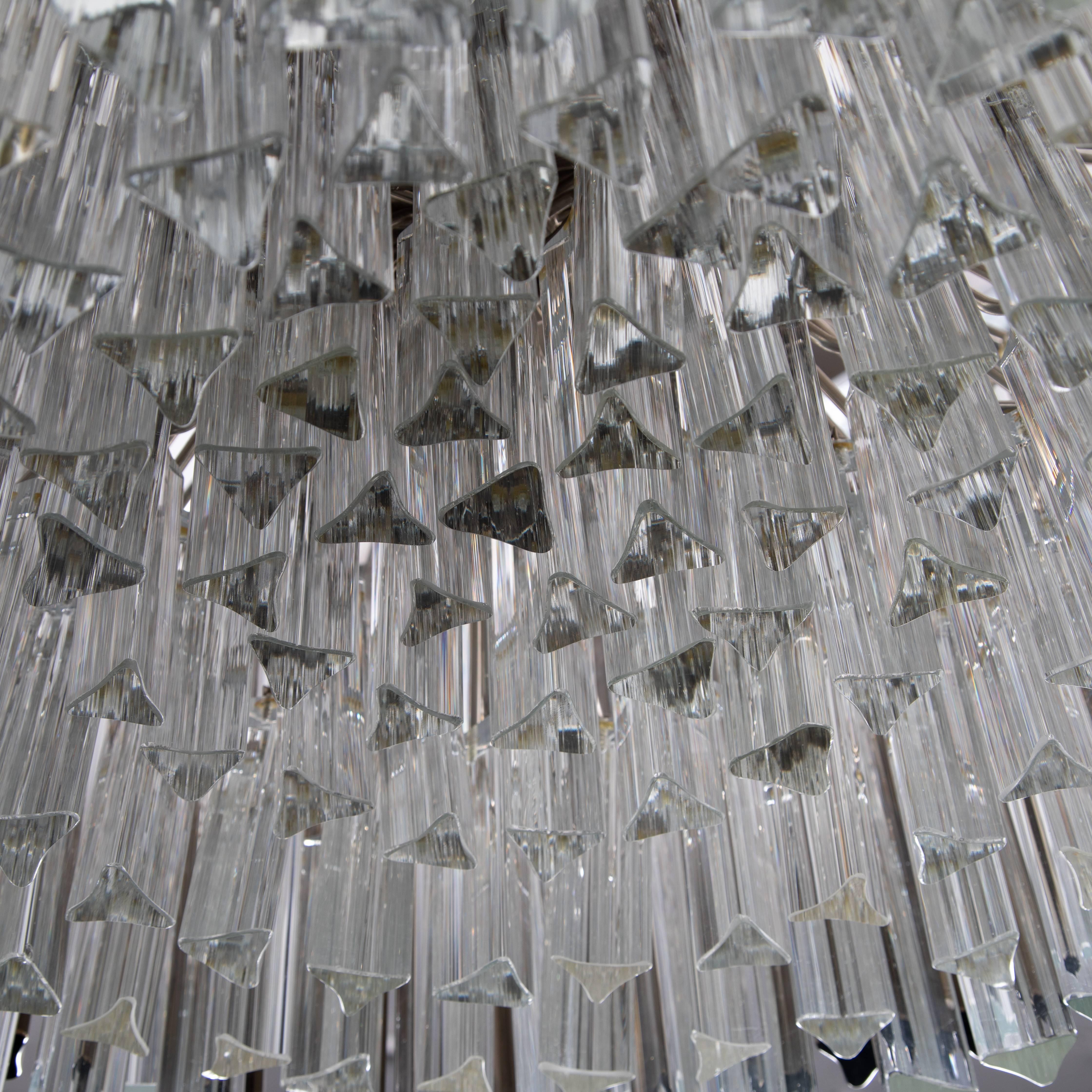 Murano Smoke and Clear Prism Chandelier, circa 1970s For Sale 1