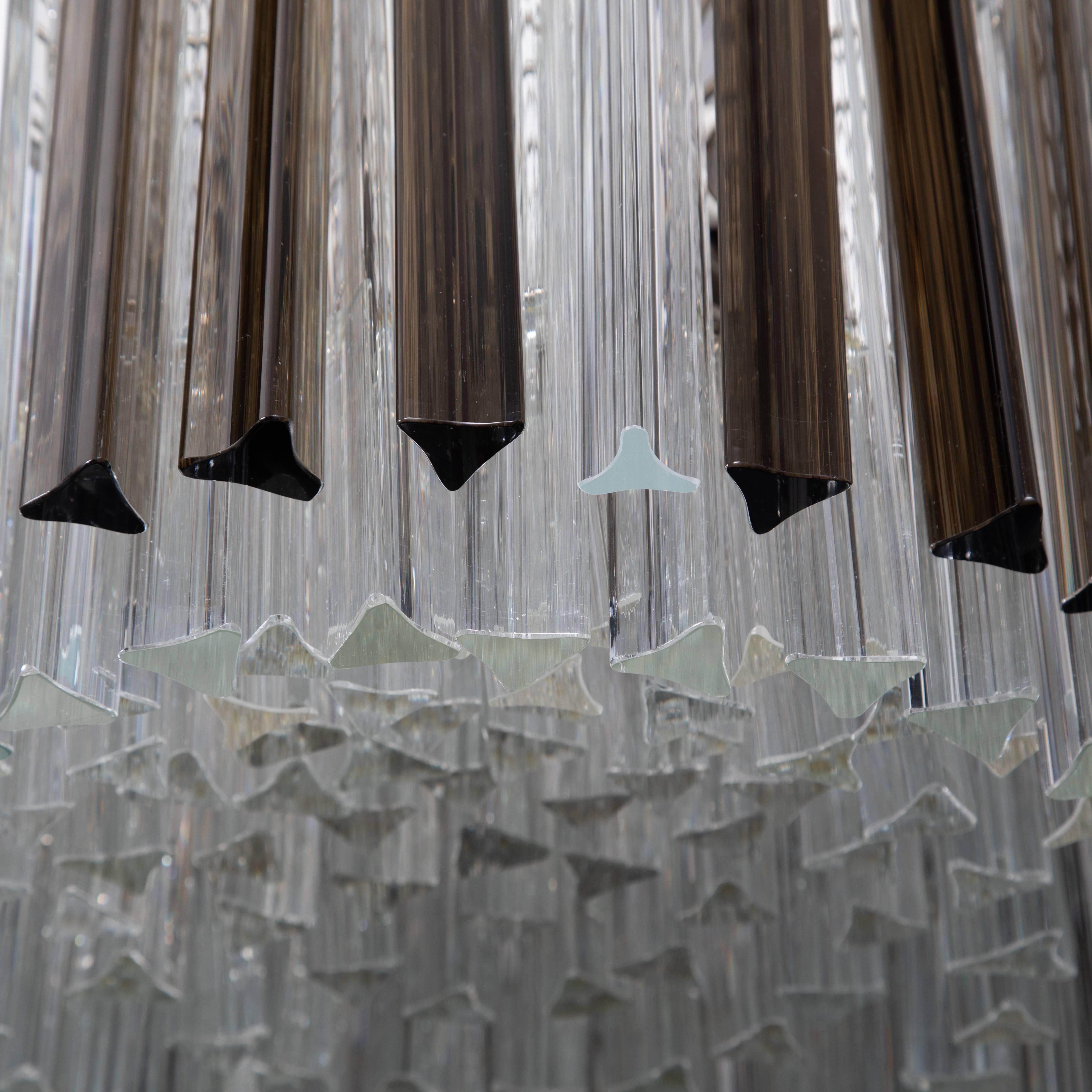 Murano Smoke and Clear Prism Chandelier, circa 1970s For Sale 2