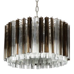 Murano Smoke and Clear Prism Chandelier, circa 1970s
