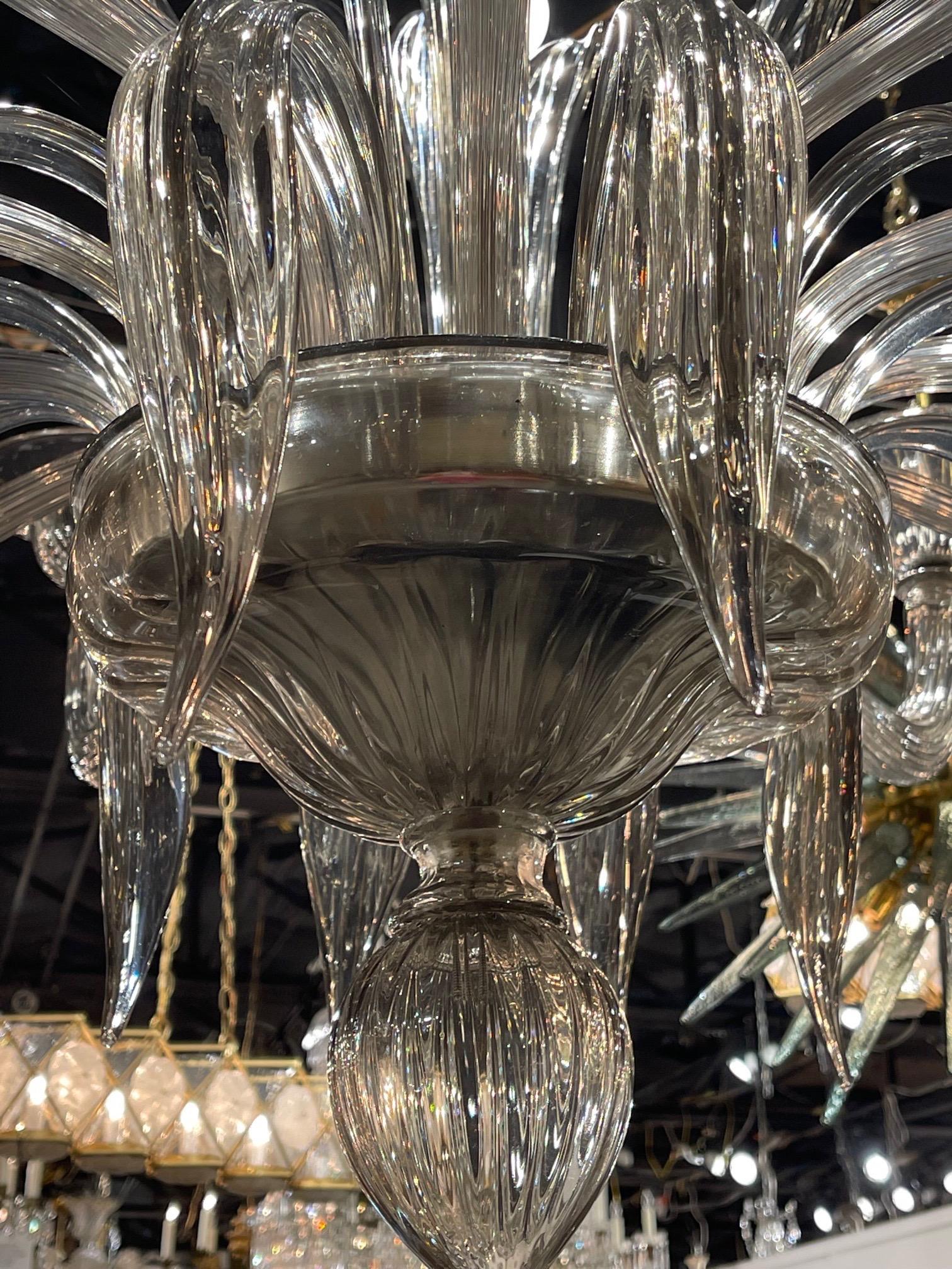 Murano Smoke Colored Glass Chandelier with Twelve Lights In Good Condition In Dallas, TX