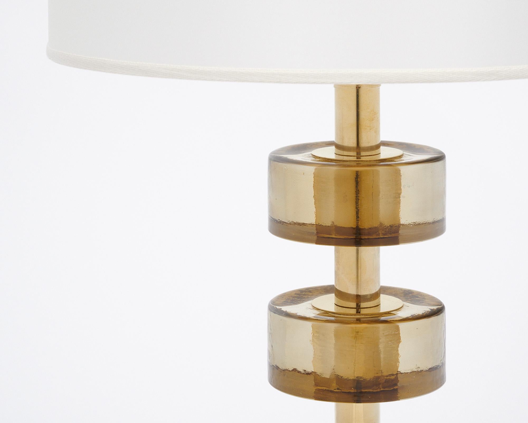 Lámparas modernas de cristal ahumado y latón de Murano Italiano en venta