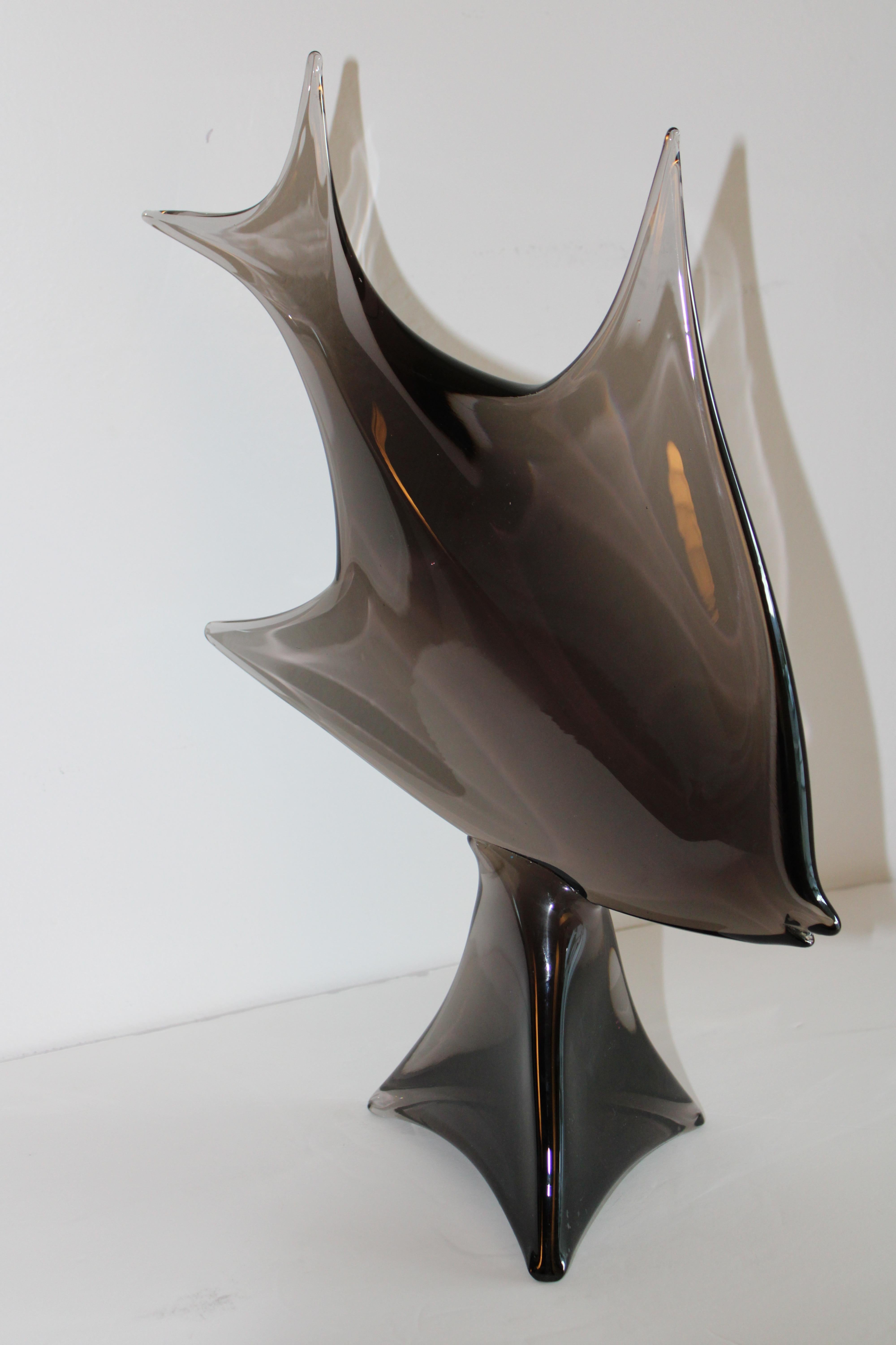 Modern Murano Smoked Glass Fish Sculpture by Licio Zanetti For Sale