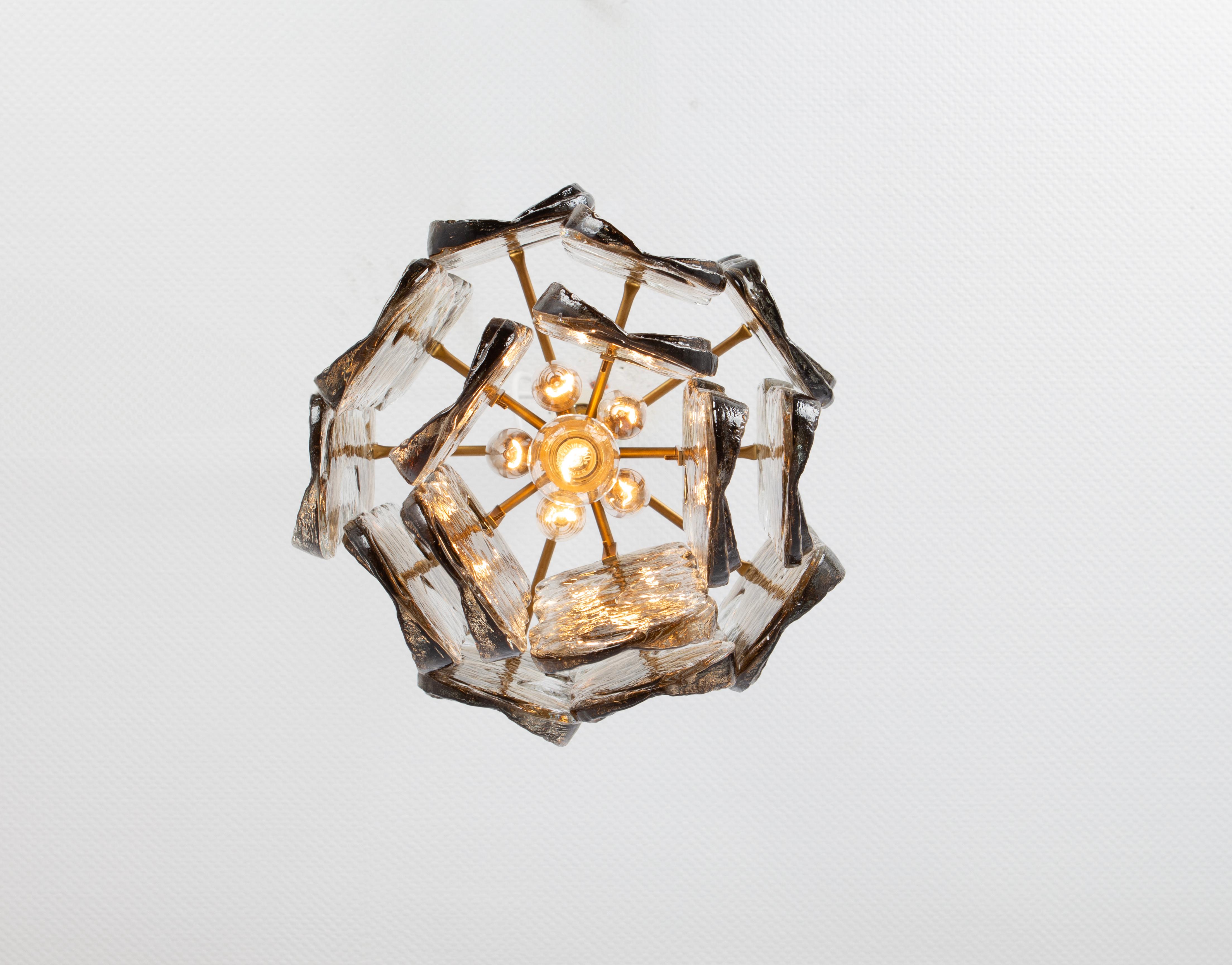 Lampada a sospensione Citrus in vetro fumé di Murano di Kalmar, Austria, anni '70 In condizioni buone in vendita a Aachen, NRW