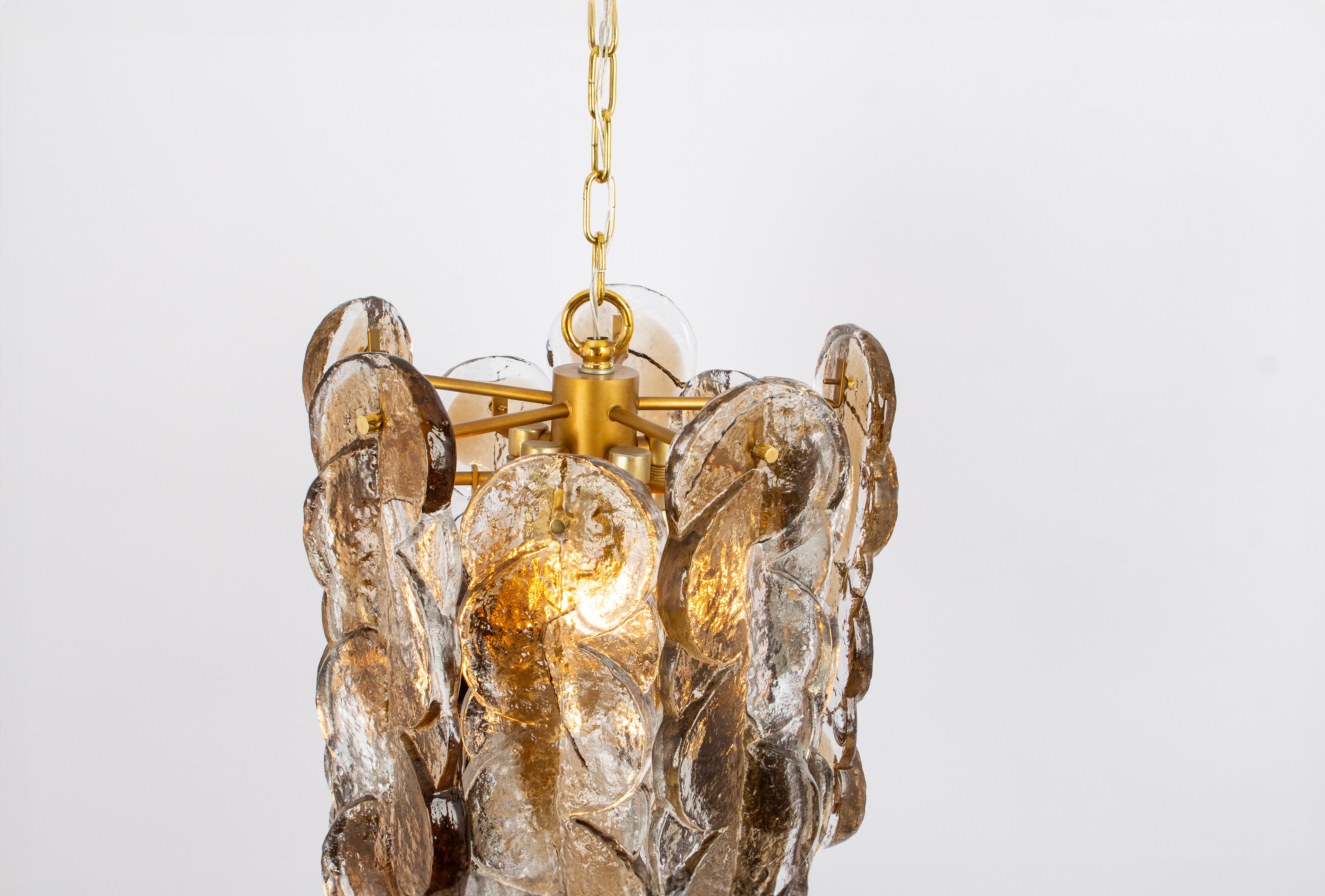 Fine XX secolo Lampada a sospensione Citrus in vetro fumé di Murano di Kalmar, Austria, anni '70 in vendita