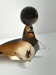 Murano Smoked Sommerso Glass Seal, V. Nason, Italy  1970s
