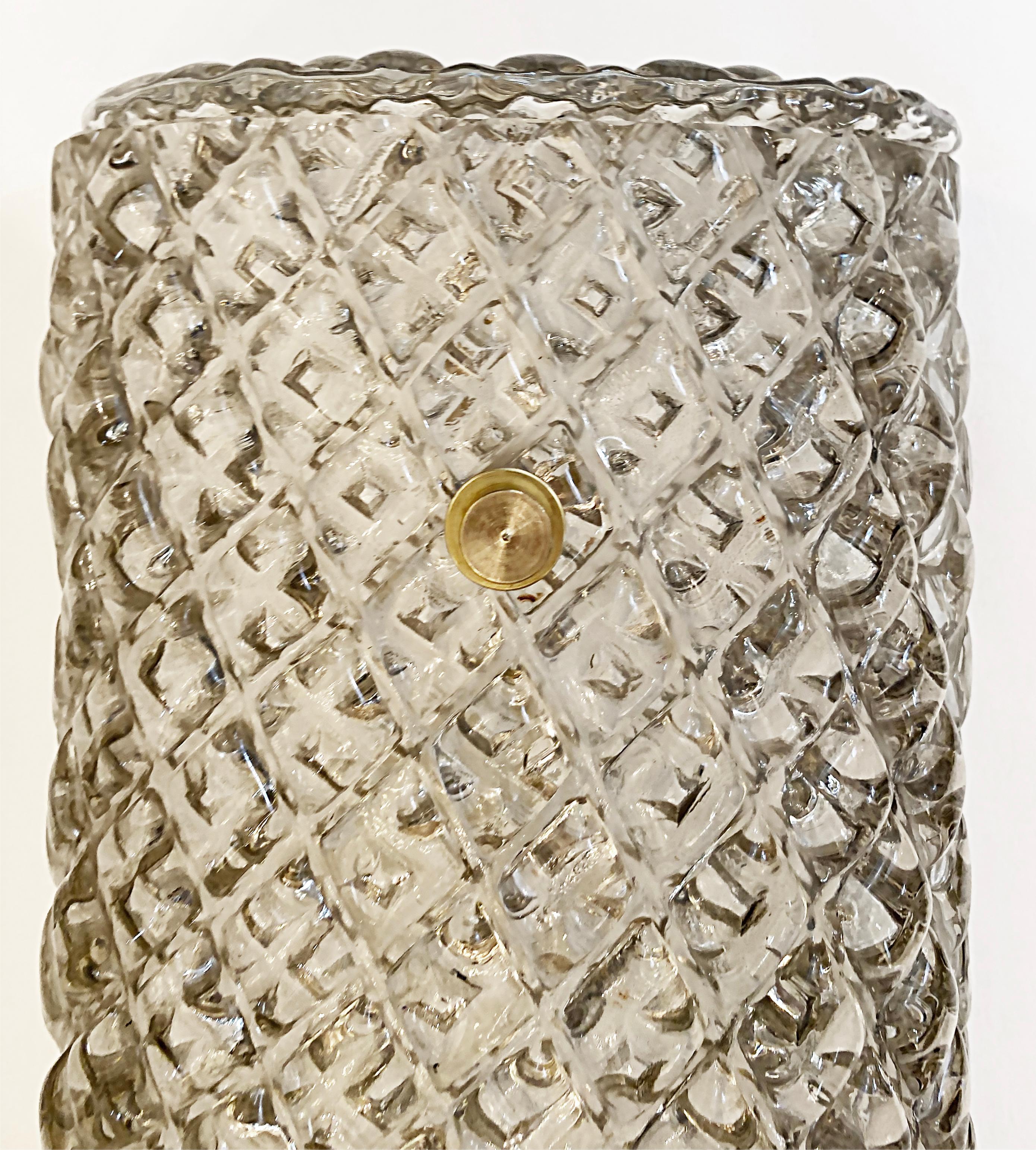 Italian Murano Smoked Textured Glass Wall Sconces, Available Now Pair Current Production