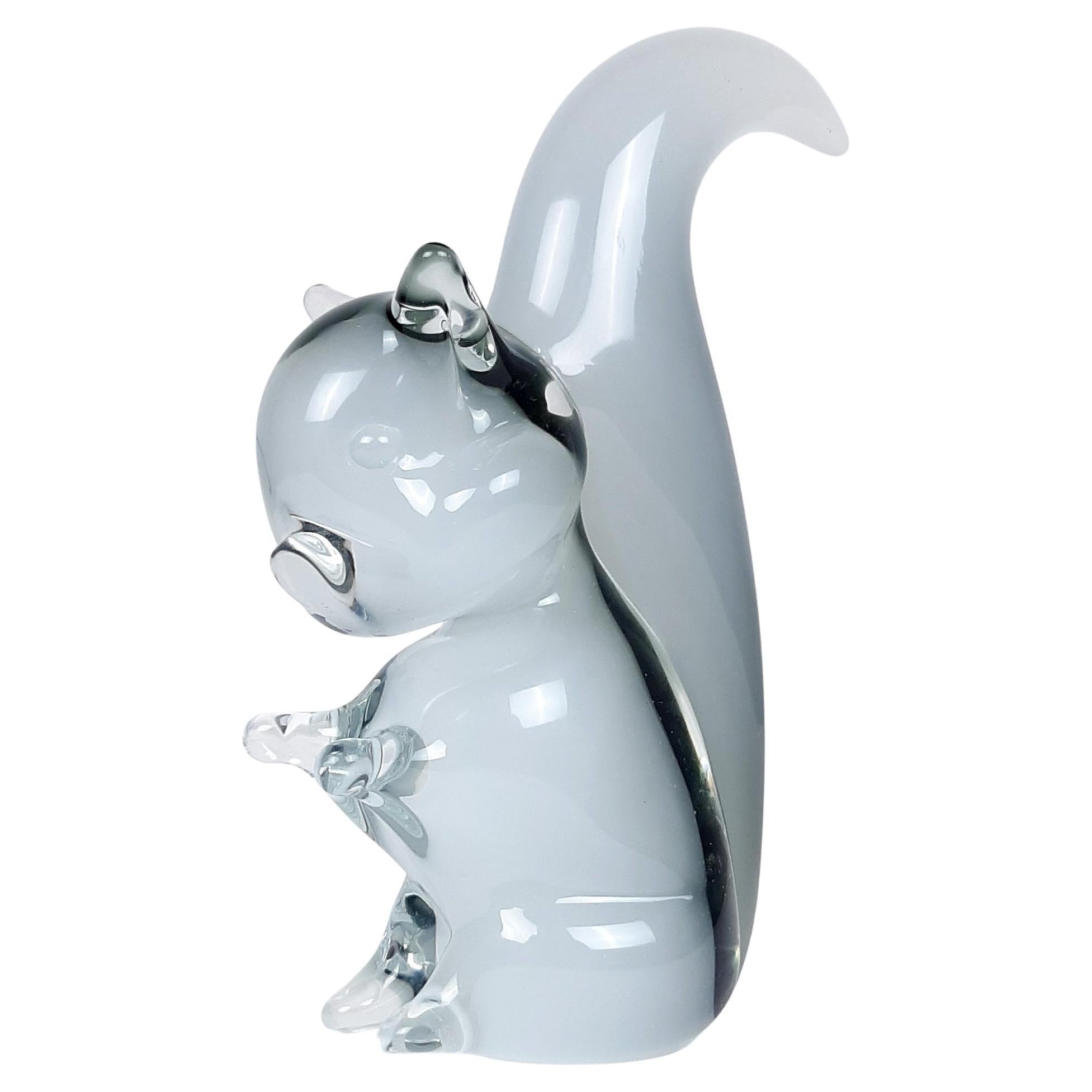 Scultura in vetro fumé di Murano Scoiattolo V.I.I. Italia anni '70 in vendita