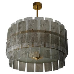 Murano Smoky Art Glass and Brass Round Art Deco Chandelier and Pendant, 2020