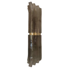 Appliques et éclairages muraux en verre d'art fumé de Murano et laiton, 2000