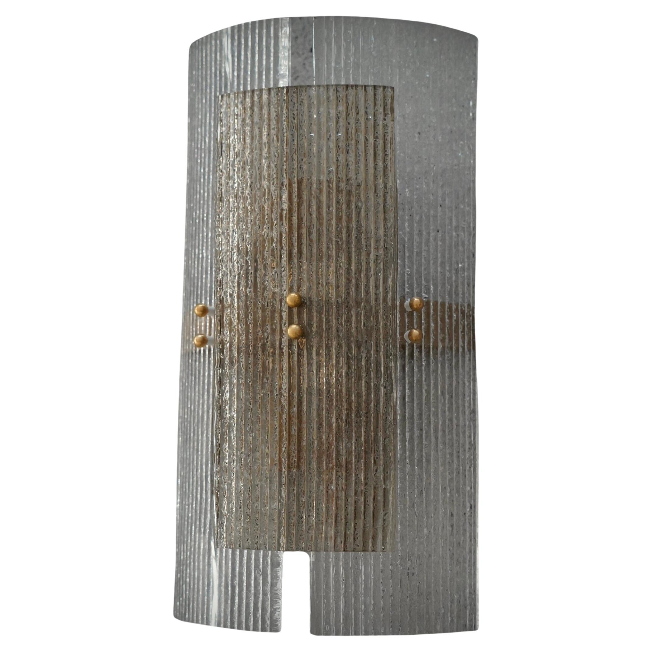 Applique e lampade da parete in vetro artistico fumé e ottone di Murano, 2020