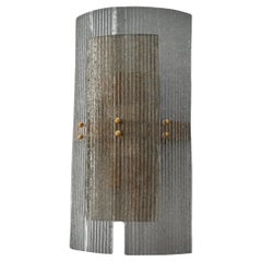 Applique e lampade da parete in vetro artistico fumé e ottone di Murano, 2020