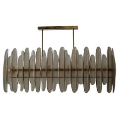 Murano Smoky Art Glass Rectangular Mid-Century Chandelier and Pendant, 2020