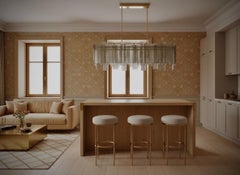 Lustre et suspensions en verre d'art de Murano aux teintes fumées et en laiton, 2020