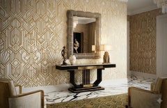 Murano Smoky Color Glass and Brass Illuminated Consol Mirror / Wall Mirror, 2020