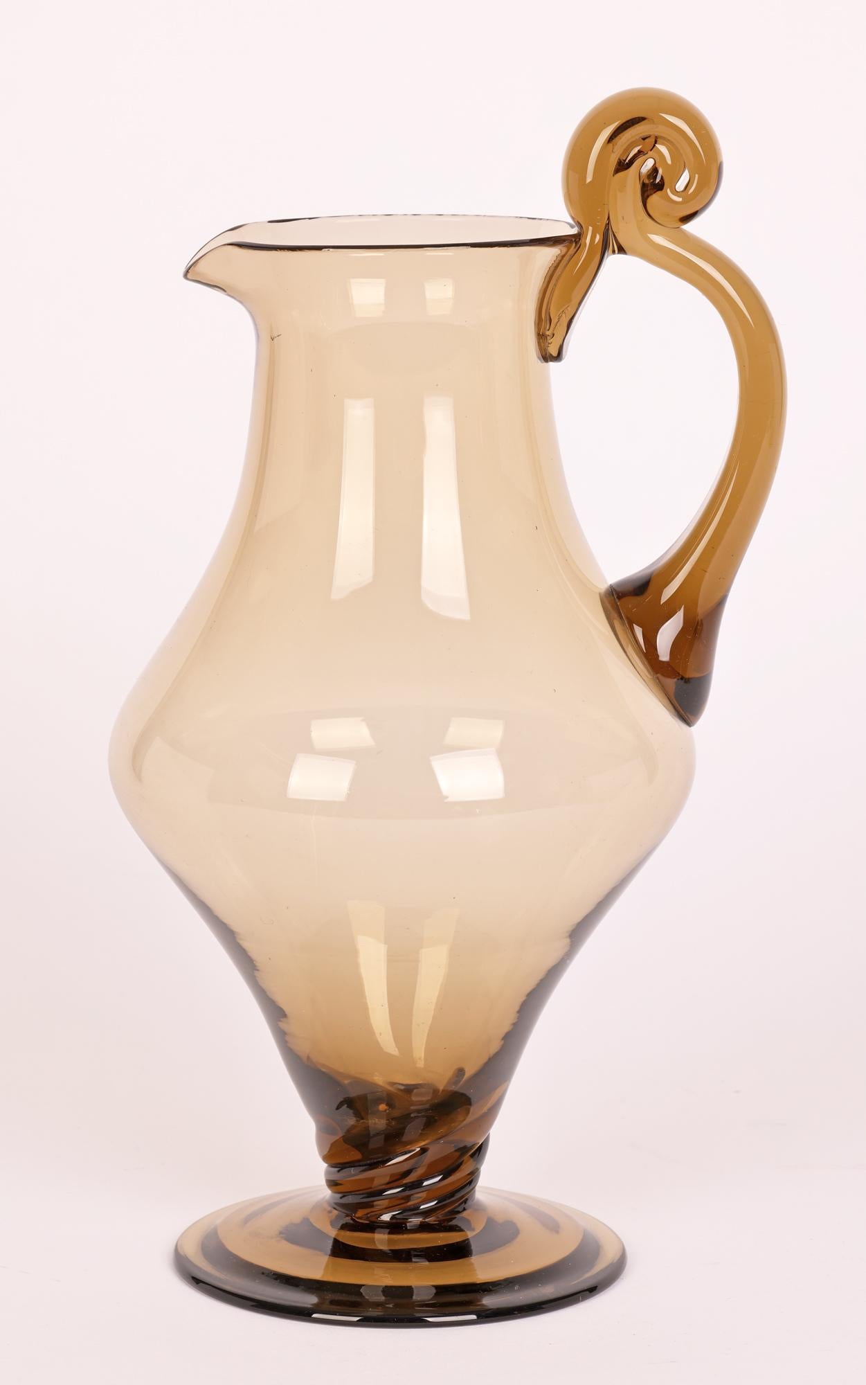 Murano Soffiato Brown Glass Handled Jug Attributed to MVM Cappellin 2