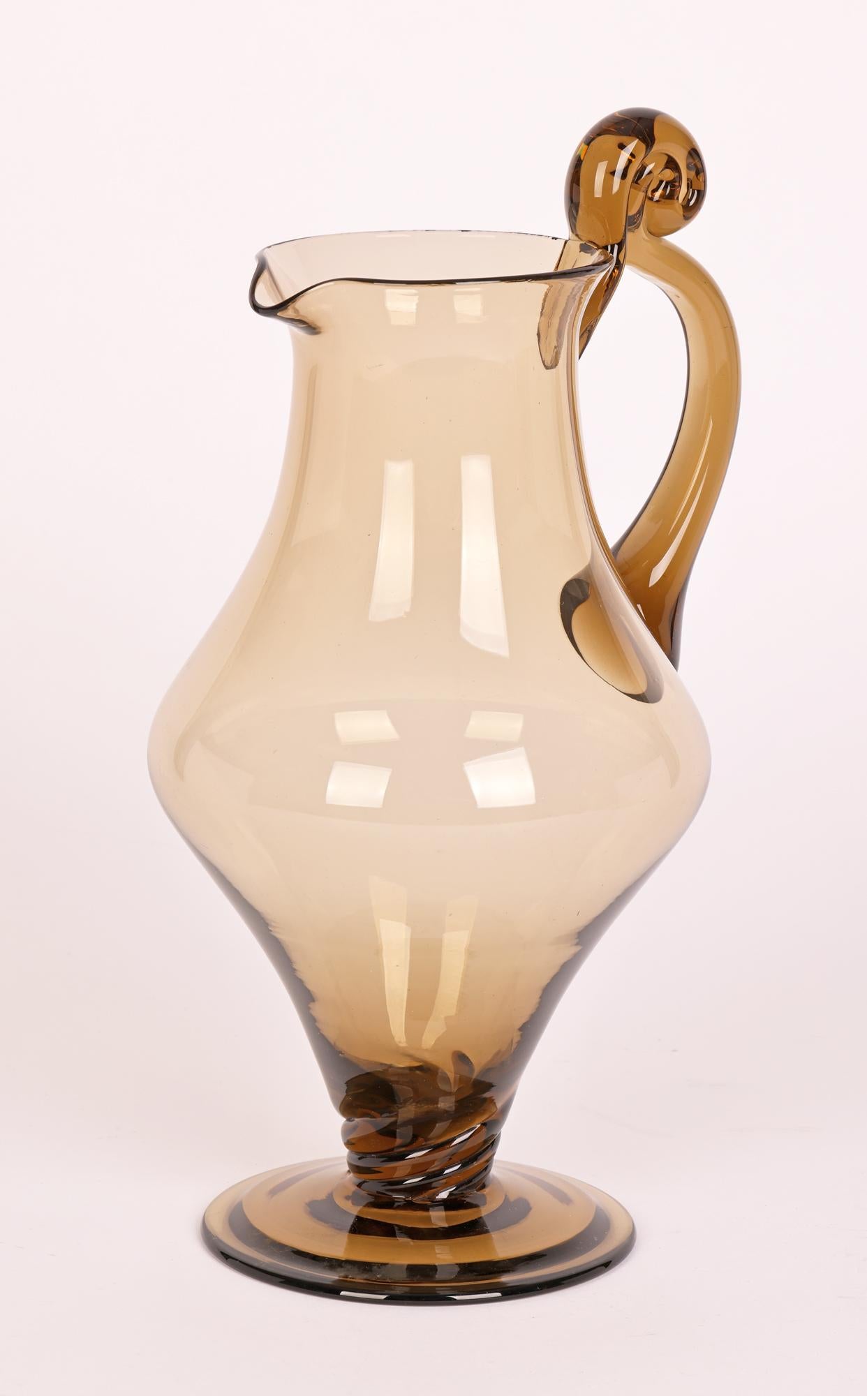 Murano Soffiato Brown Glass Handled Jug Attributed to MVM Cappellin 5