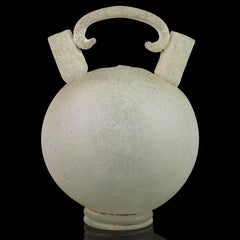Murano Soft White Scavo Texture Italian Art Glass Double Spout Wedding Vase Jug