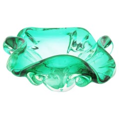 Murano Sommerso Aqua Green Art Glass Bowl, Ashtray or Vide-Poche