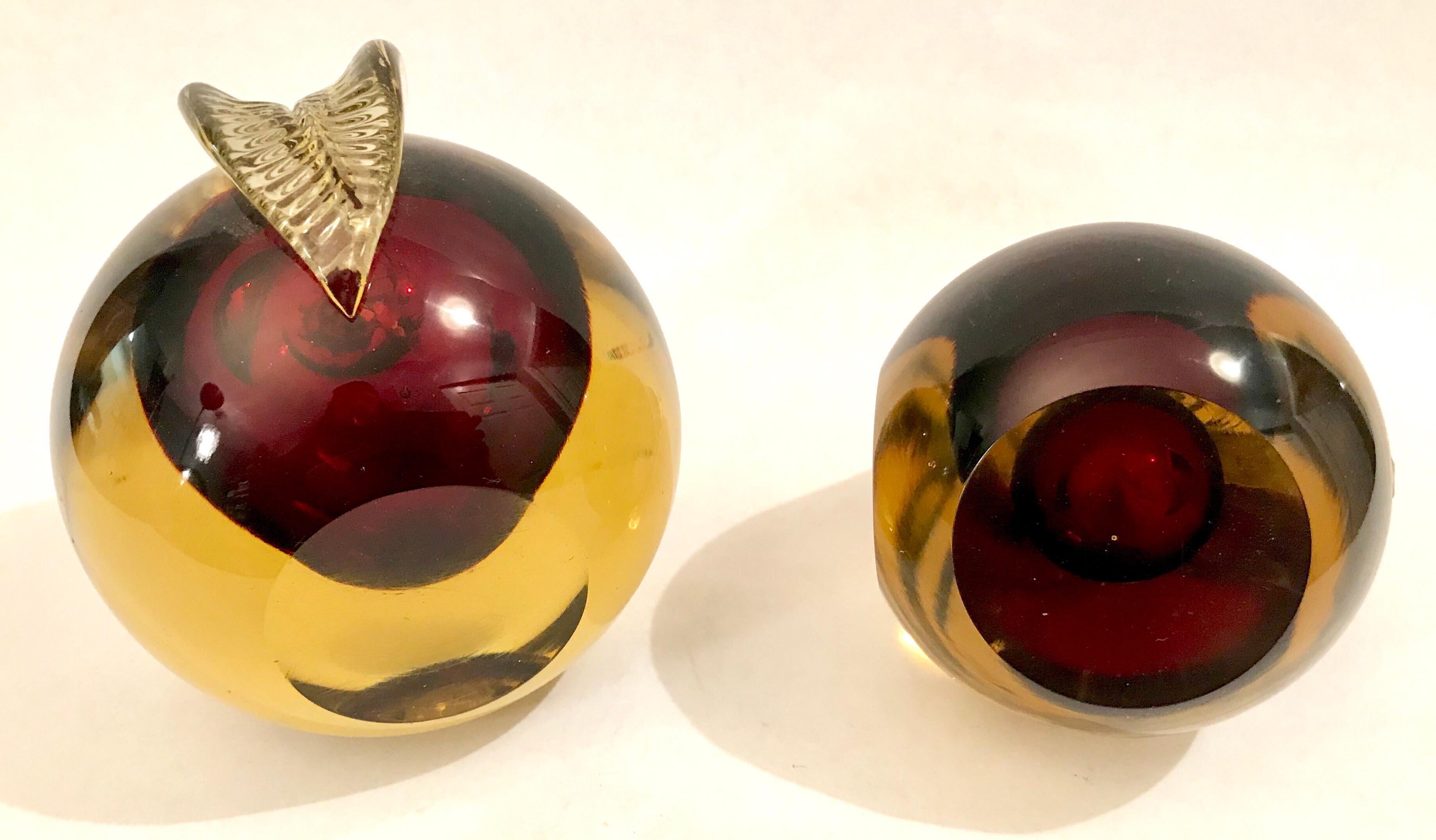 Murano Sommerso Art Glass Apple and Pear Bookends For Sale 7