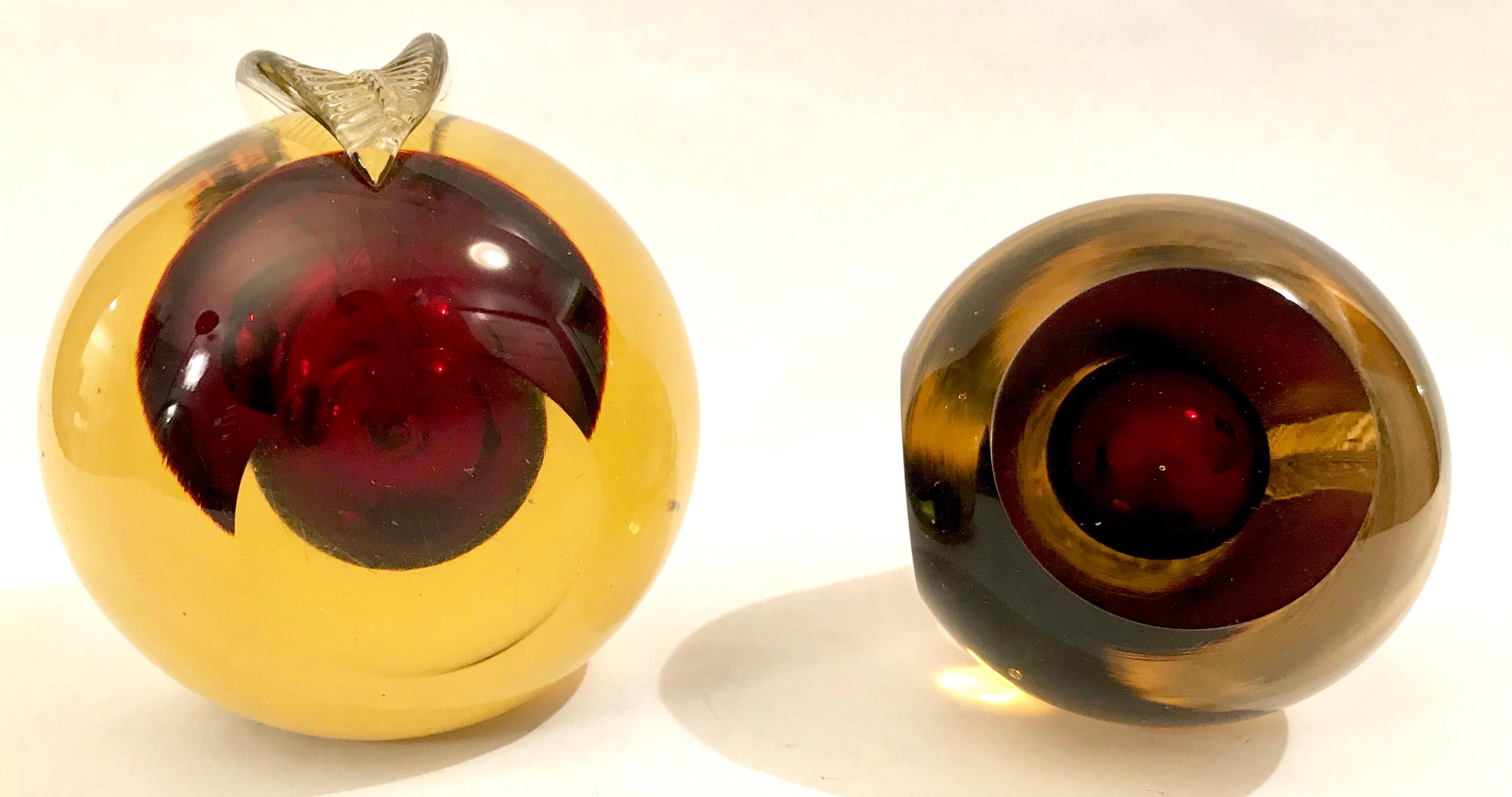 Murano Sommerso Art Glass Apple and Pear Bookends For Sale 8