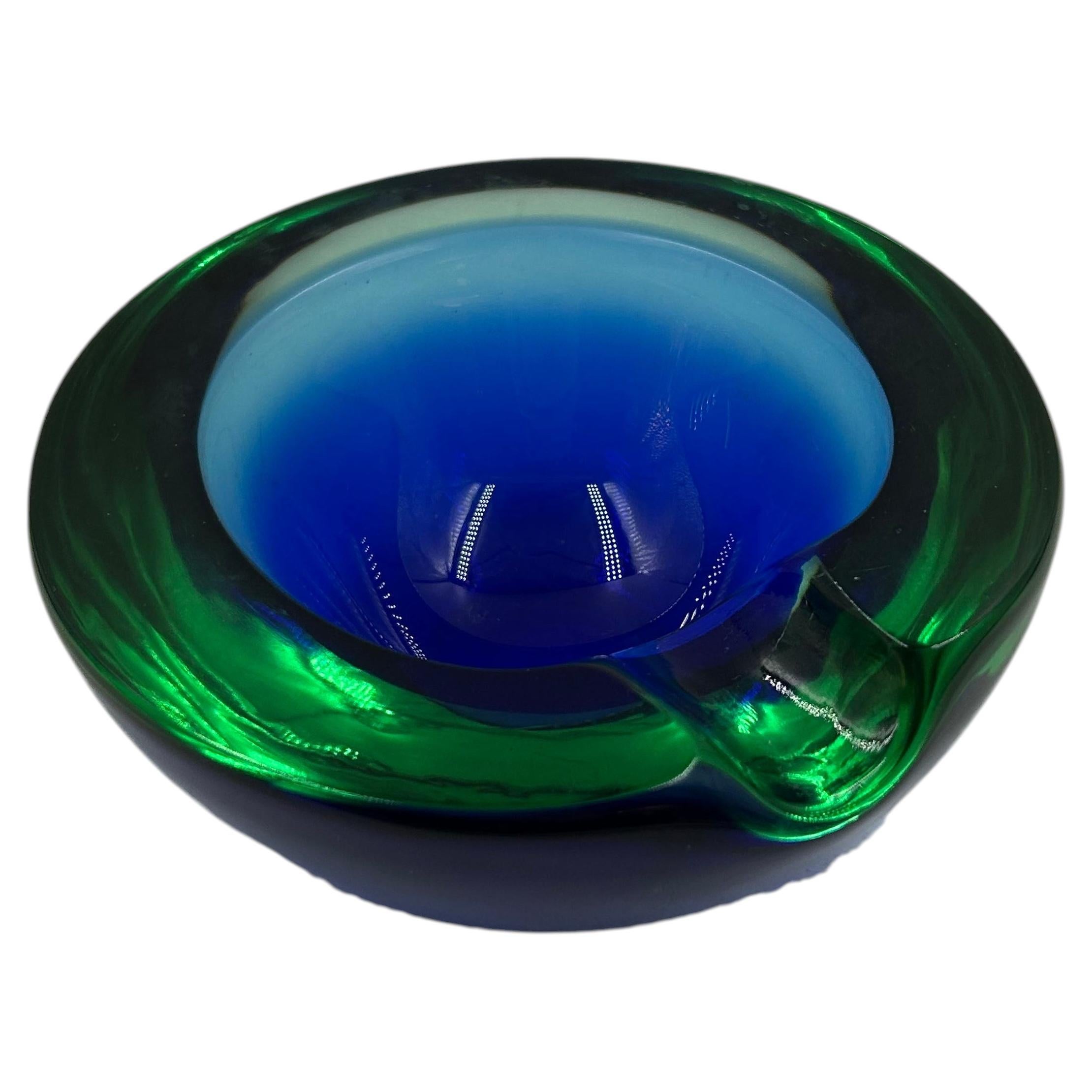 Murano Sommerso Art Glass Ashtray, Italy, Mid-Century Modern