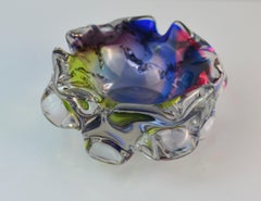 Murano Sommerso Art Glass Ashtray, Multicolor, Italy, Circa 1960s