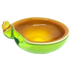 Murano Sommerso Art Glass Bowl Catchall Amber and Green Vintage, Italy, 1980s